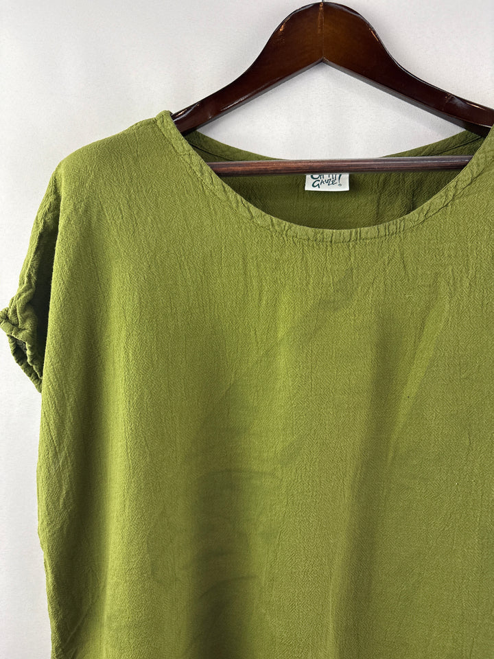 Women’s Oh My Gauze! XXL Olive Green Short Sleeve Blouse