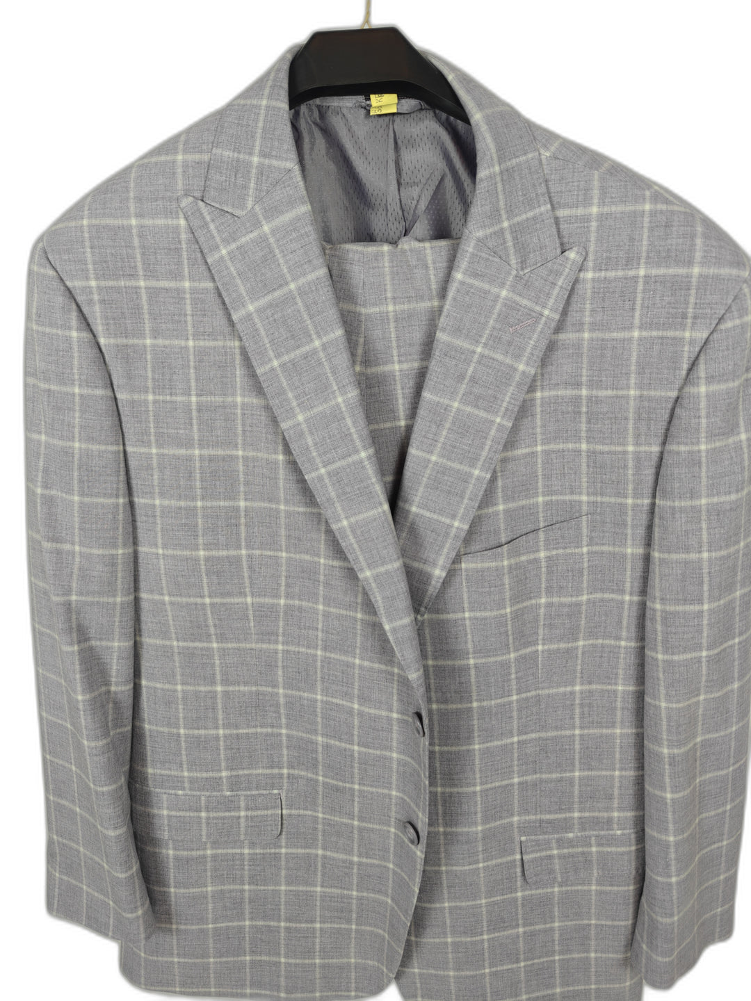 Sean John Men's Light Periwinkle Windowpane Suit Size 50R Two Piece Plaid Suit Jacket Pants