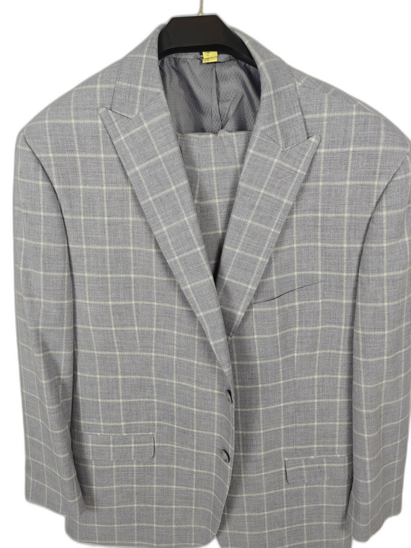 Sean John Men's Light Periwinkle Windowpane Suit Size 50R Two Piece Plaid Suit Jacket Pants