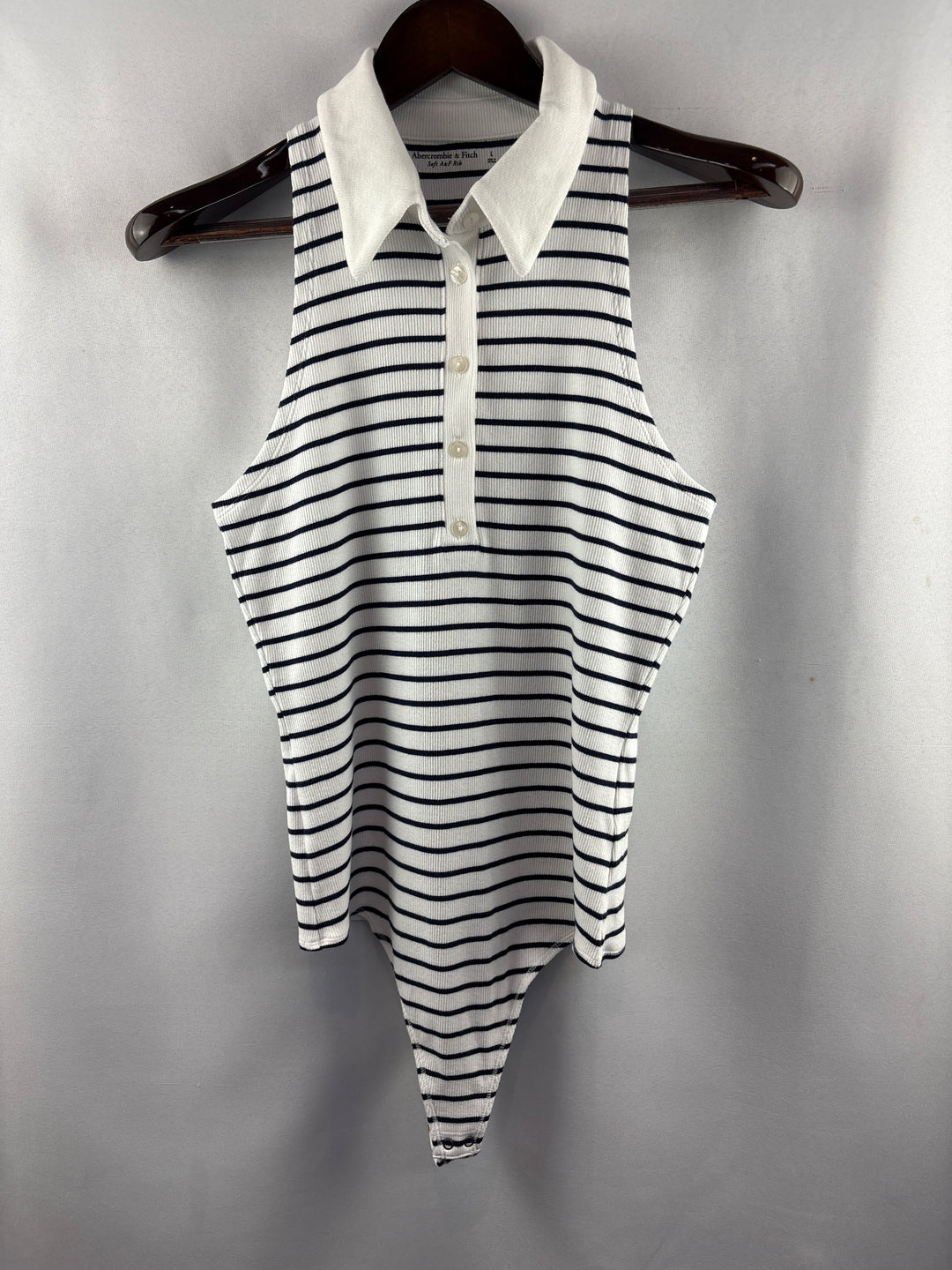 Women’s Abercrombie &amp; Fitch Large White &amp; Black Striped Bodysuit