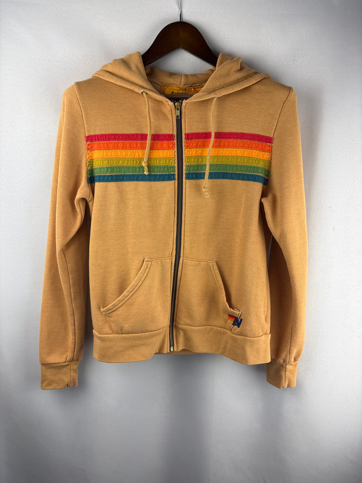 Women’s Aviator Nation Small Pale Brown Zip Hoodie