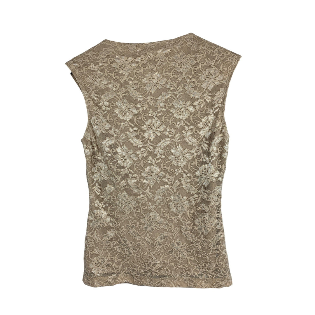 Rampage Womens Beige Lace Sleeveless Top M