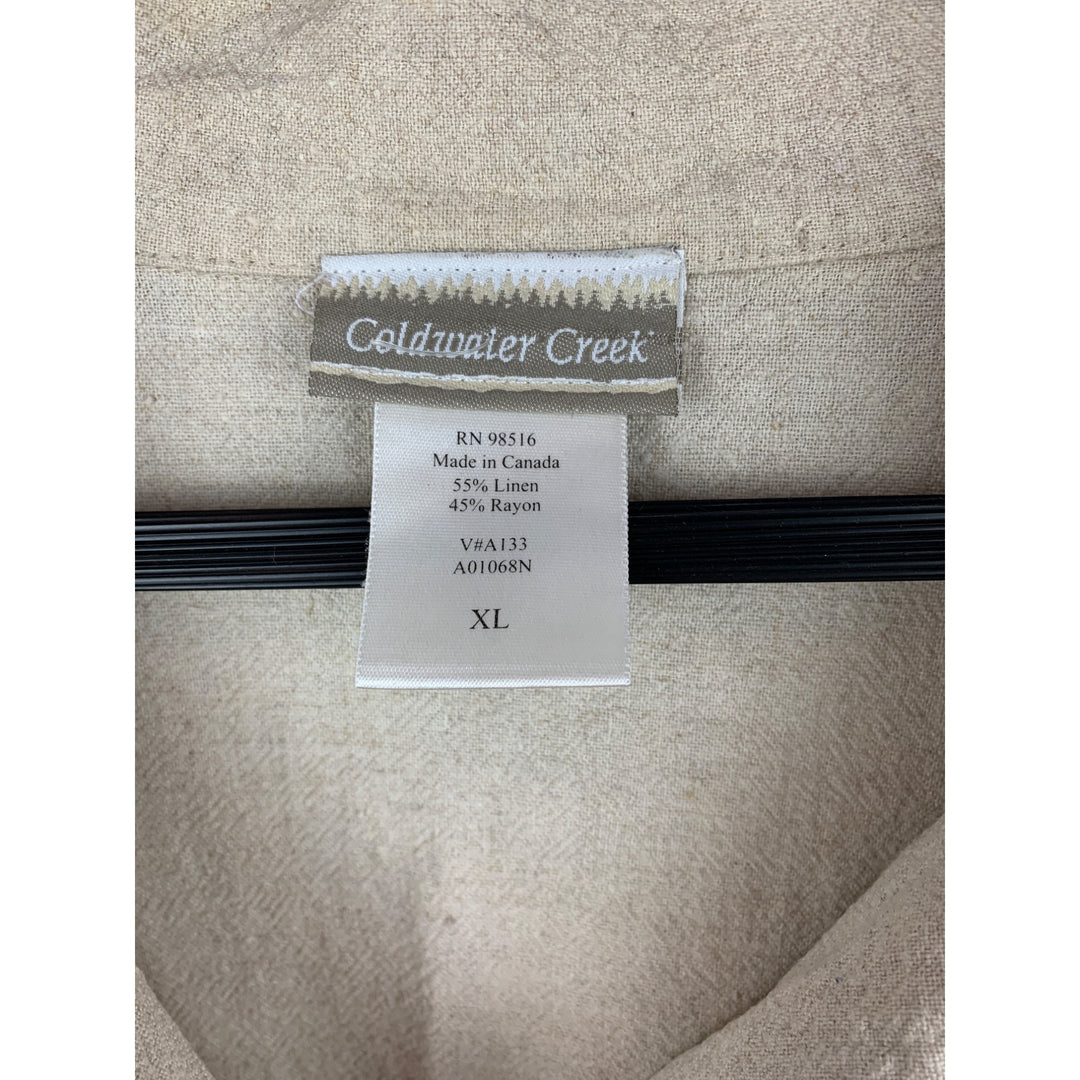 Coldwater Creek Womens XL Beige Linen Blend Button-Up Shirt