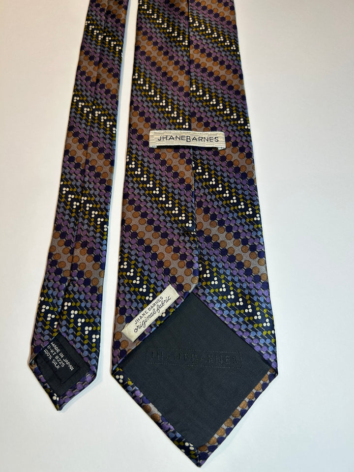 Jhane Barnes Vintage Silk Tie Made in Japan Abstract Geometric Purple Brown 58x4