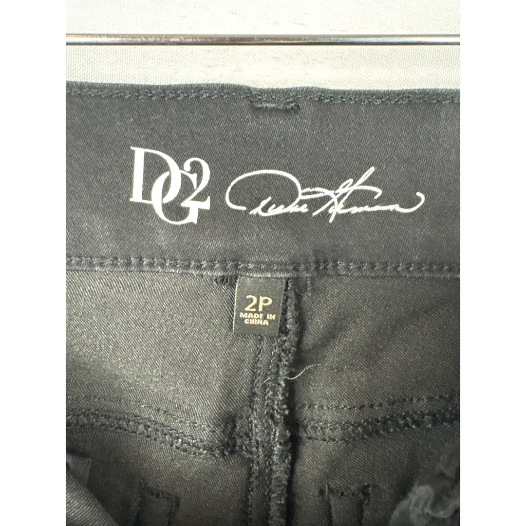 Diane Gilman DG2 Black Cotton Blend Straight Leg Jeans Size 2P