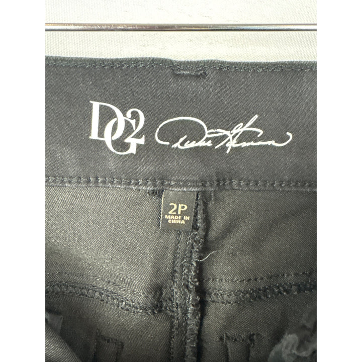Diane Gilman DG2 Black Cotton Blend Straight Leg Jeans Size 2P