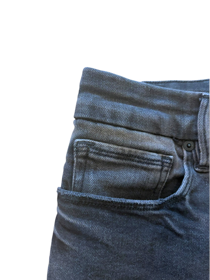 Good American Good Classic Black Jeans Size 10/30 High Rise Raw Hem Goth Stretch Denim