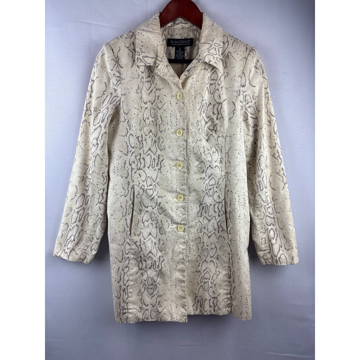 Snake Print Button-Up Jacket Dialogue Size 6 Womens Cotton & Spandex Blend
