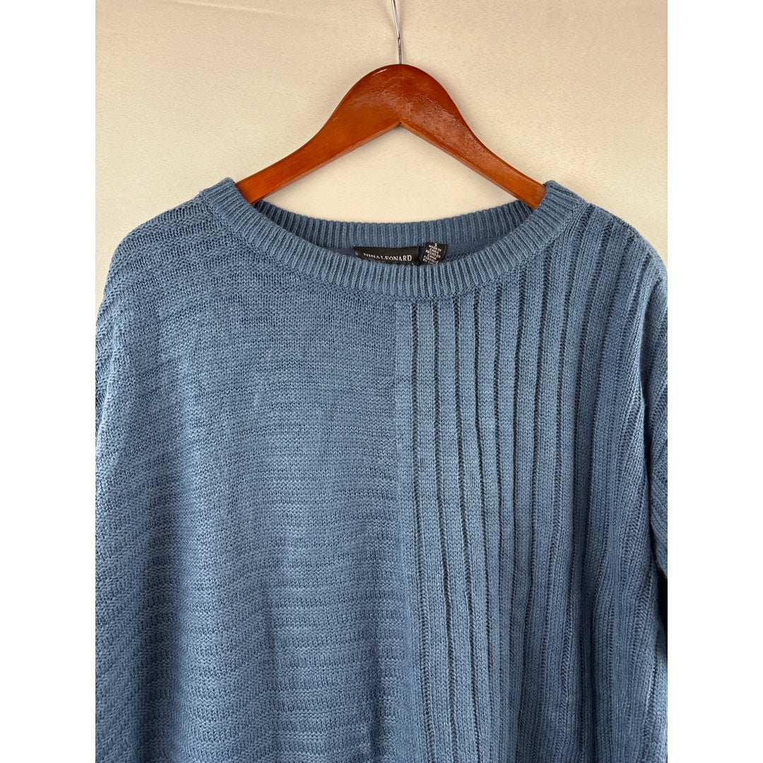 Nina Leonard Womens Blue Asymmetrical Knit Sweater S 100% Acrylic