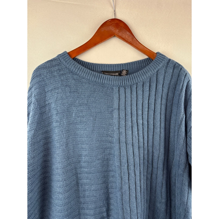 Nina Leonard Womens Blue Asymmetrical Knit Sweater S 100% Acrylic