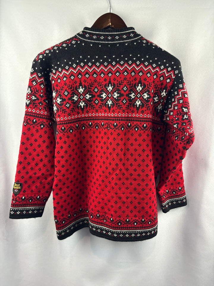 Women’s Dale of Norway Small Red &amp; Black Patterned Cardigan