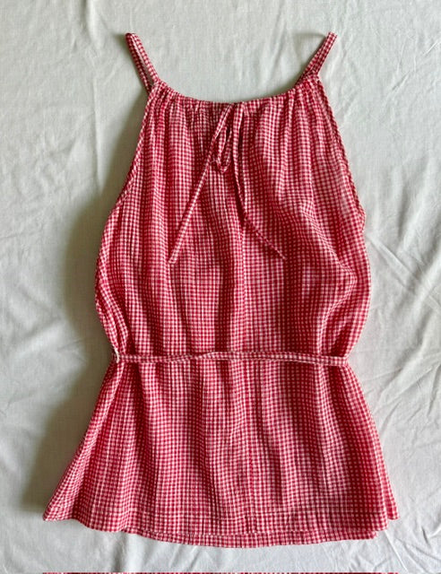 J Crew Gingham Red Tie-Waist Tank SzXS