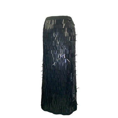 J.Crew Collection Black Fringe Midi Skirt Size M