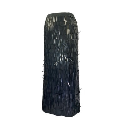 J.Crew Collection Black Fringe Midi Skirt Size M