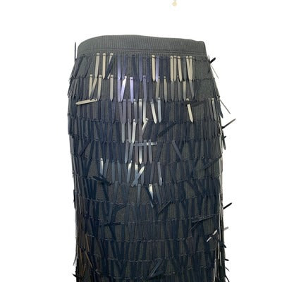 J.Crew Collection Black Fringe Midi Skirt Size M