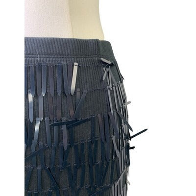 J.Crew Collection Black Fringe Midi Skirt Size M