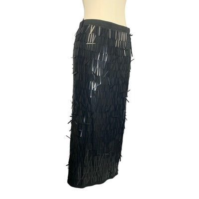 J.Crew Collection Black Fringe Midi Skirt Size M
