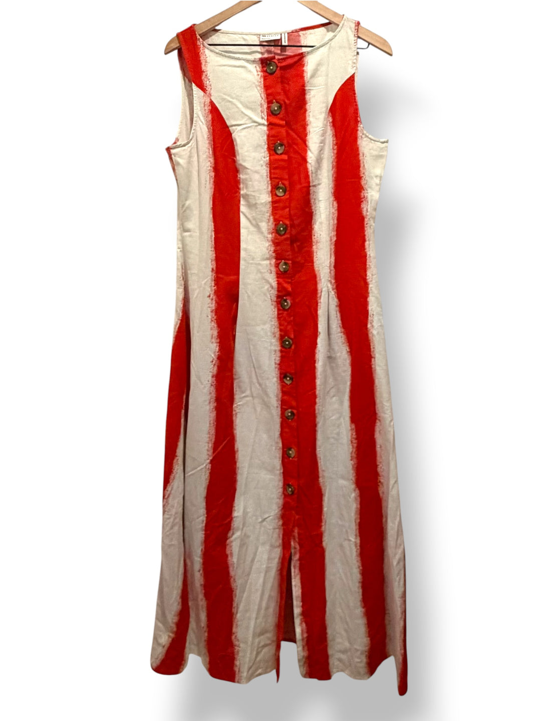 ASOS Design Red White Striped Cotton Linen Maxi Dress Size 10 NWT Resort Vacation