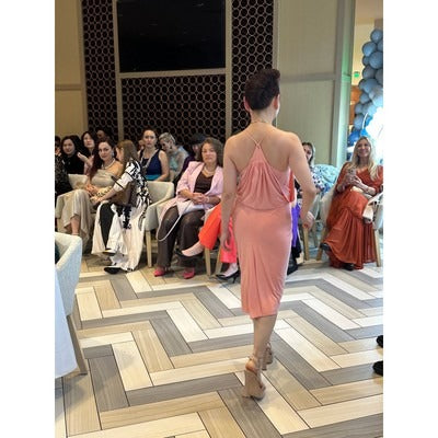 Misa Los Angeles Blush Pink Draped Midi Dress Size S