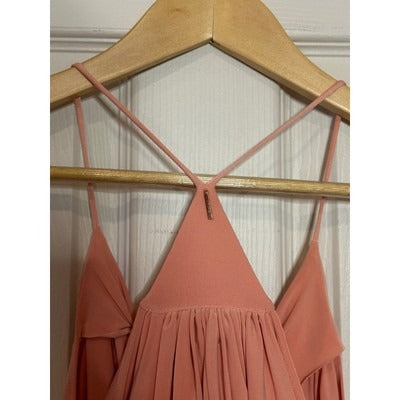 Misa Los Angeles Blush Pink Draped Midi Dress Size S