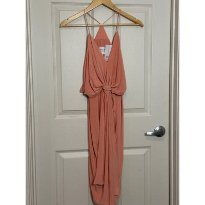 Misa Los Angeles Blush Pink Draped Midi Dress Size S