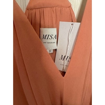 Misa Los Angeles Blush Pink Draped Midi Dress Size S