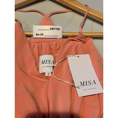 Misa Los Angeles Blush Pink Draped Midi Dress Size S