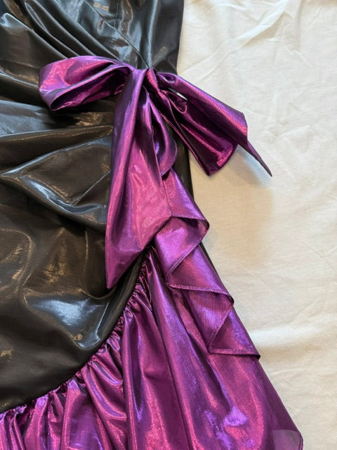 TD4 by Electra Vintage 80s Black Purple Foil Dress