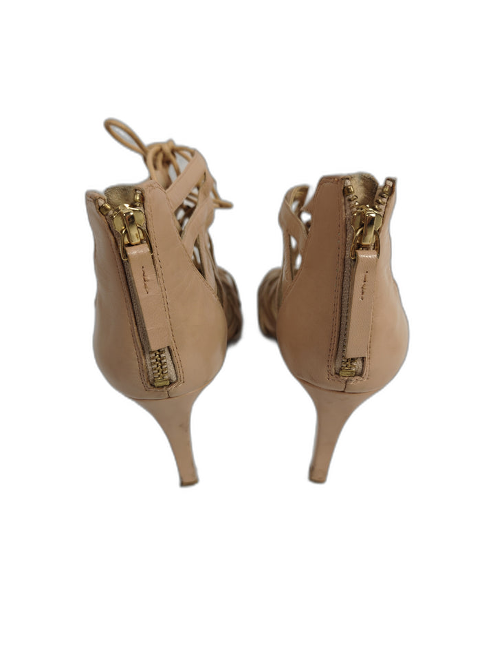 Women Nine West Lace Up Cage Heels Nude Size 8M