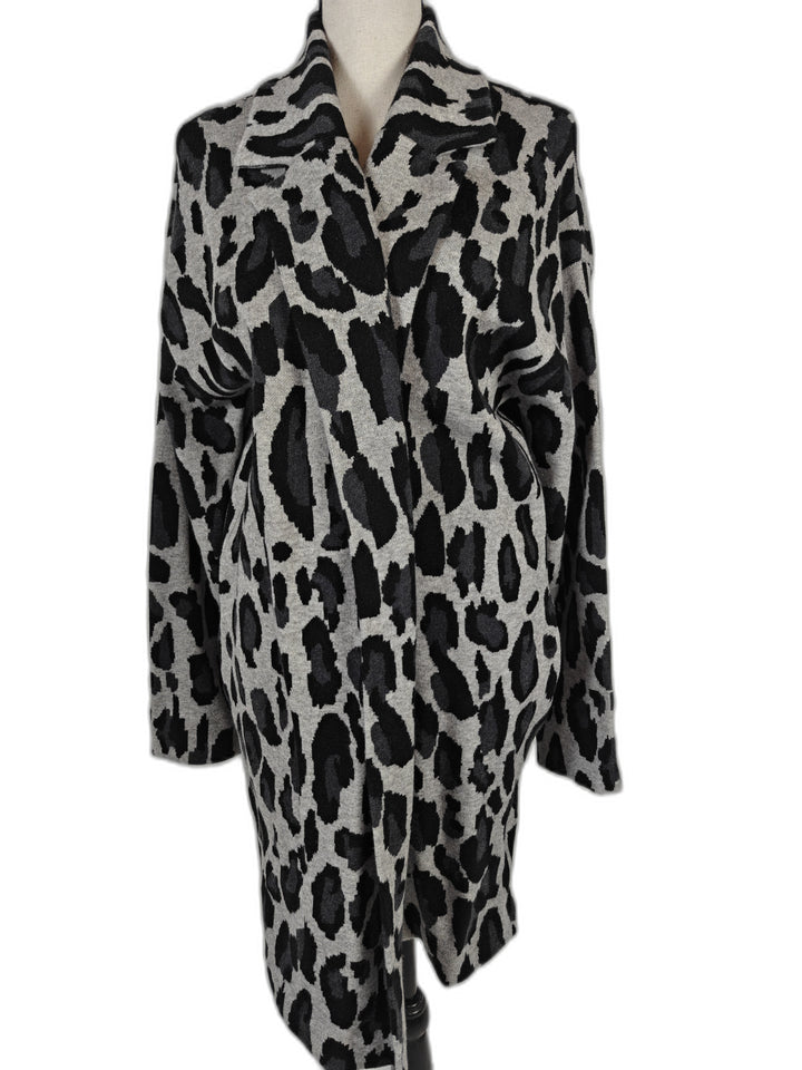 Women Tahari Cardigan Gray Black Large