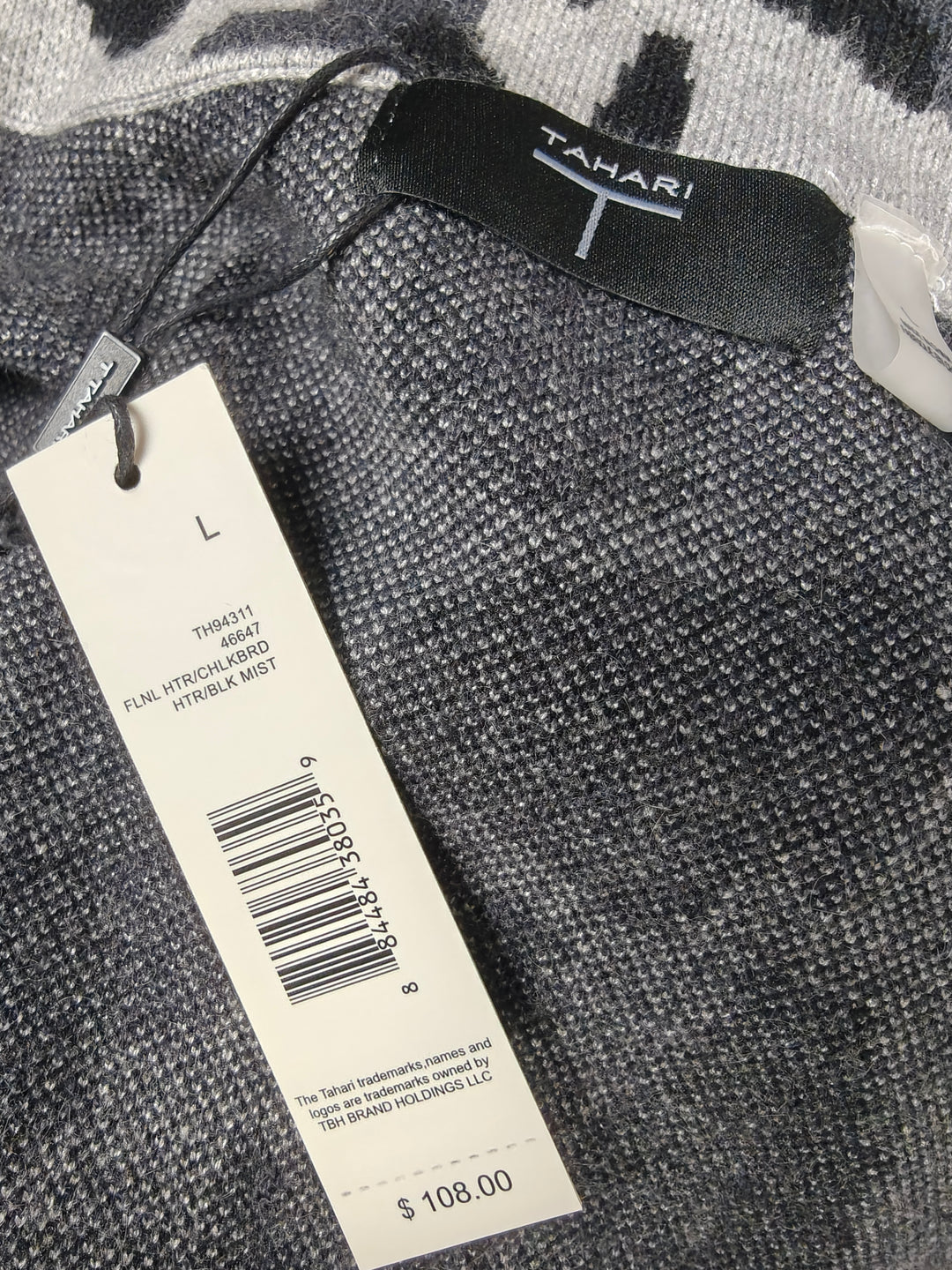 Women Tahari Cardigan Gray Black Large