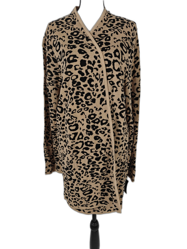 Women JM Collection Cardigan Tan Leopard XL
