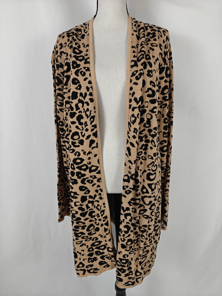 Women JM Collection Cardigan Tan Leopard XL