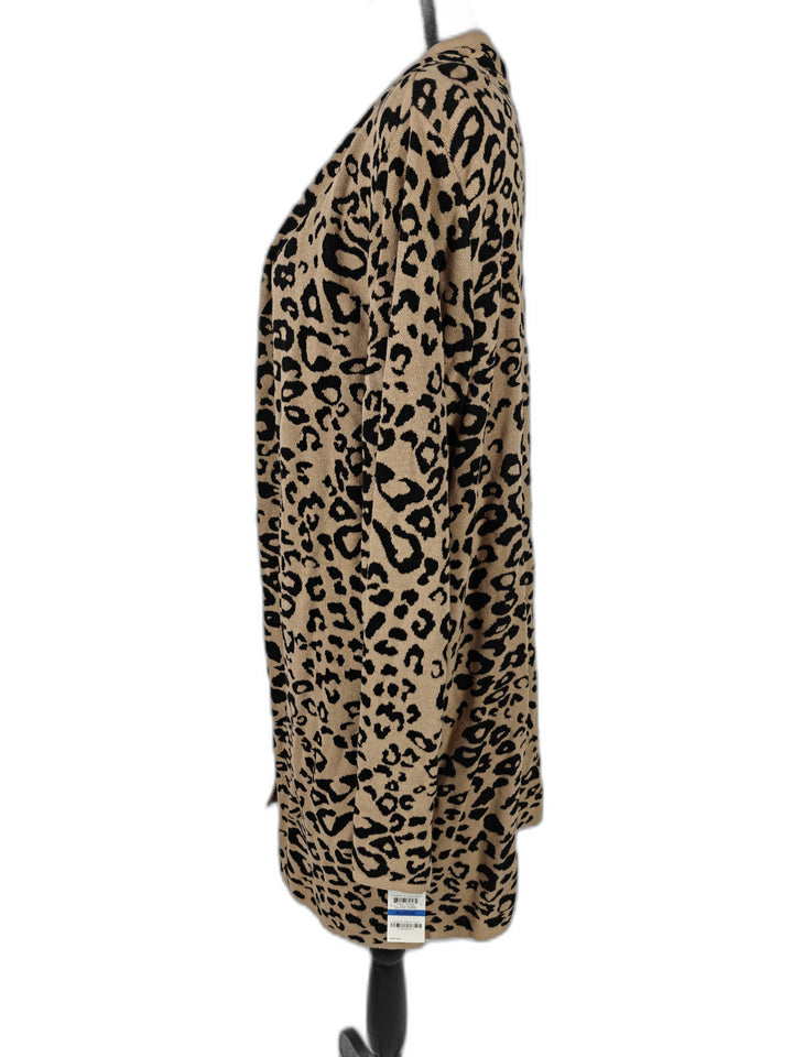 Women JM Collection Cardigan Tan Leopard XL