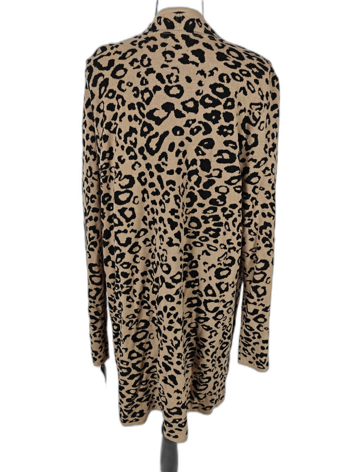 Women JM Collection Cardigan Tan Leopard XL