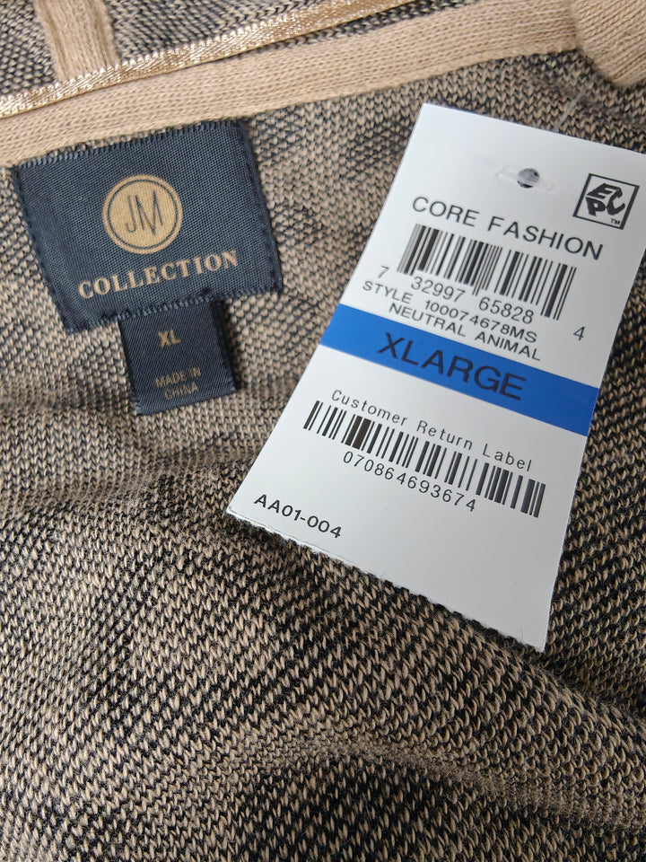 Women JM Collection Cardigan Tan Leopard XL