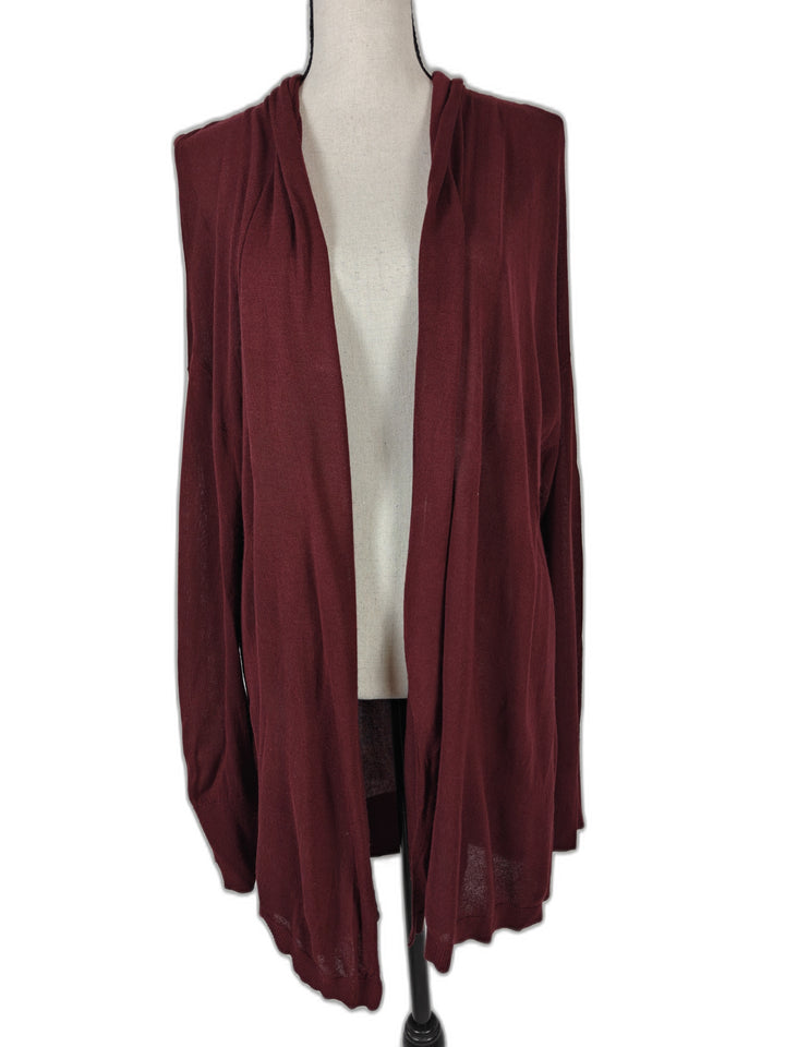 Women Ann Taylor Open Front Cardigan Burgundy XXL