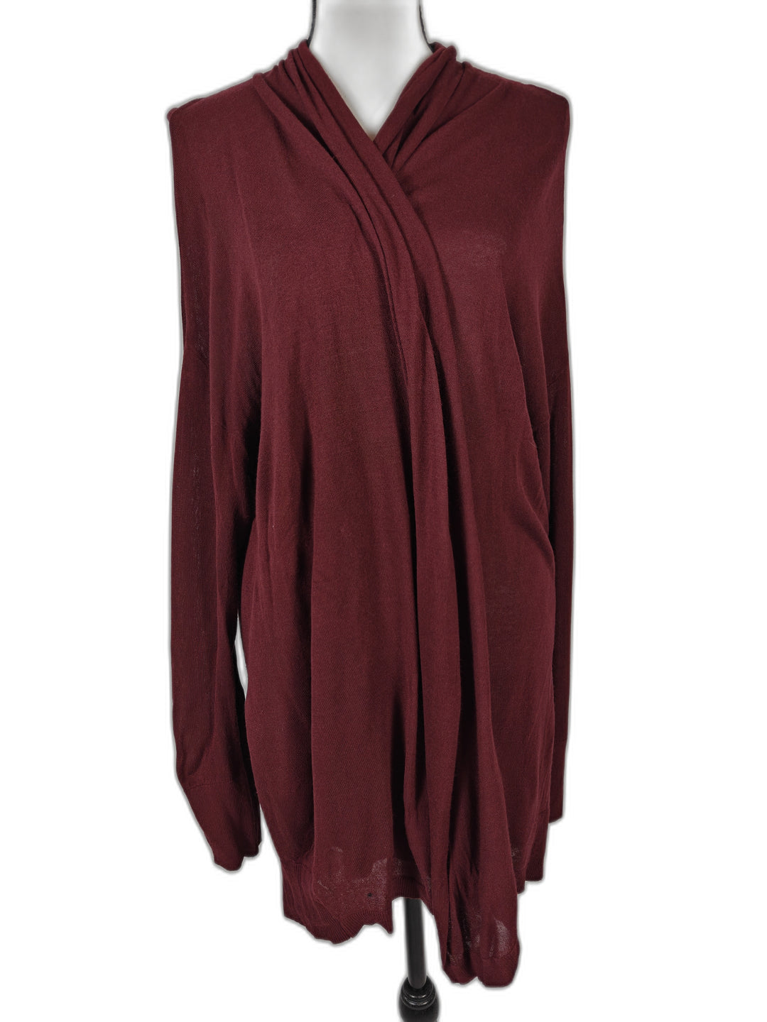 Women Ann Taylor Open Front Cardigan Burgundy XXL