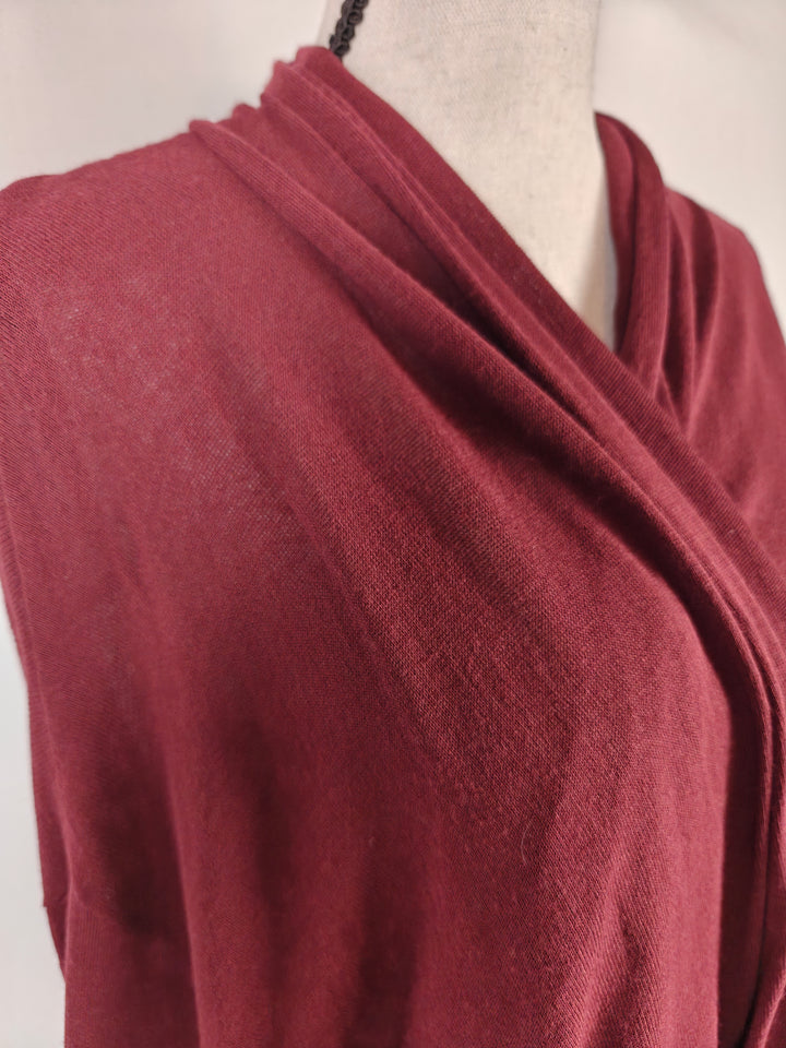 Women Ann Taylor Open Front Cardigan Burgundy XXL
