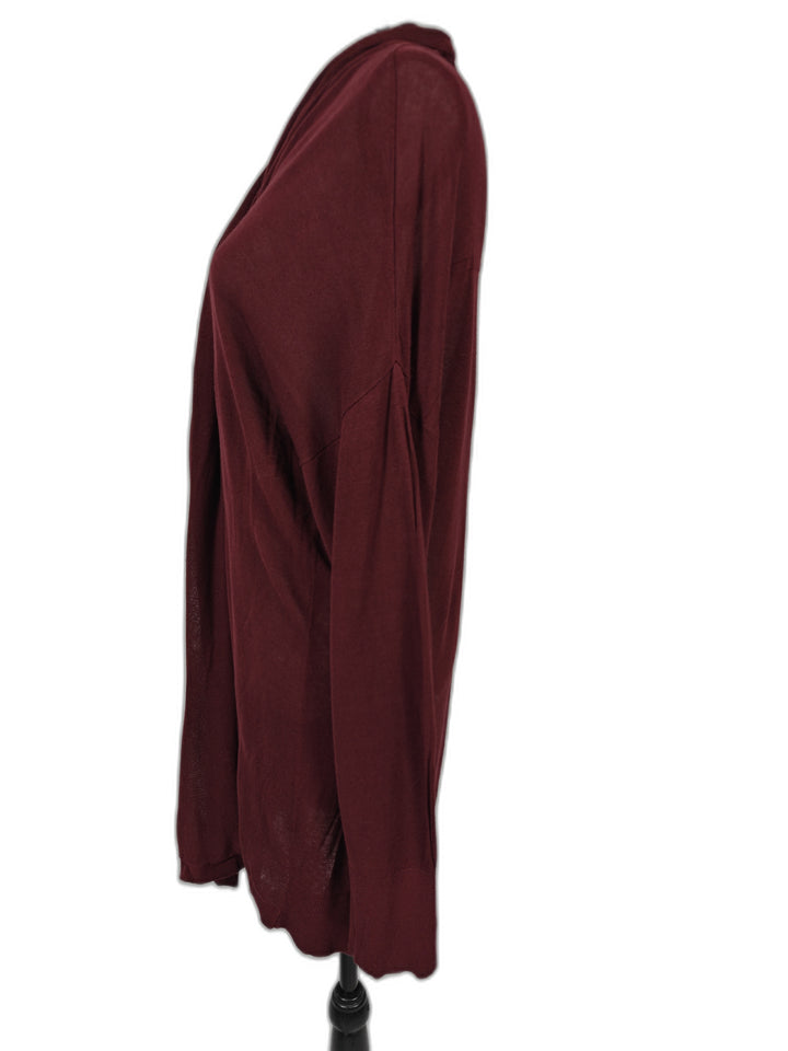 Women Ann Taylor Open Front Cardigan Burgundy XXL