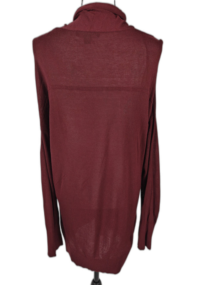 Women Ann Taylor Open Front Cardigan Burgundy XXL