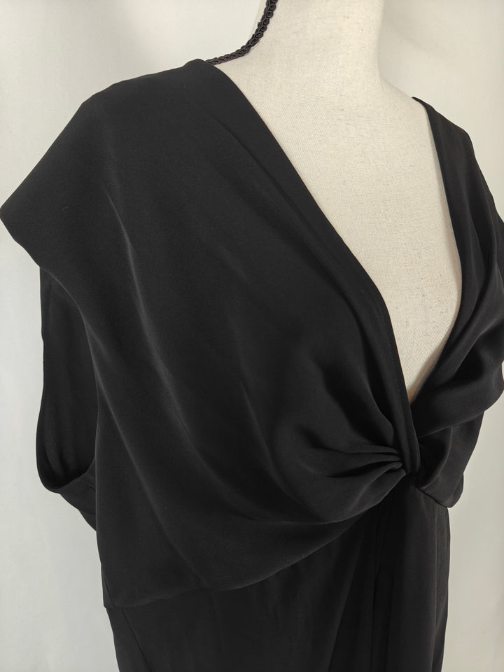 Womens Unbranded Midi Dress Black Sleeveless Twist Front Size Unknown