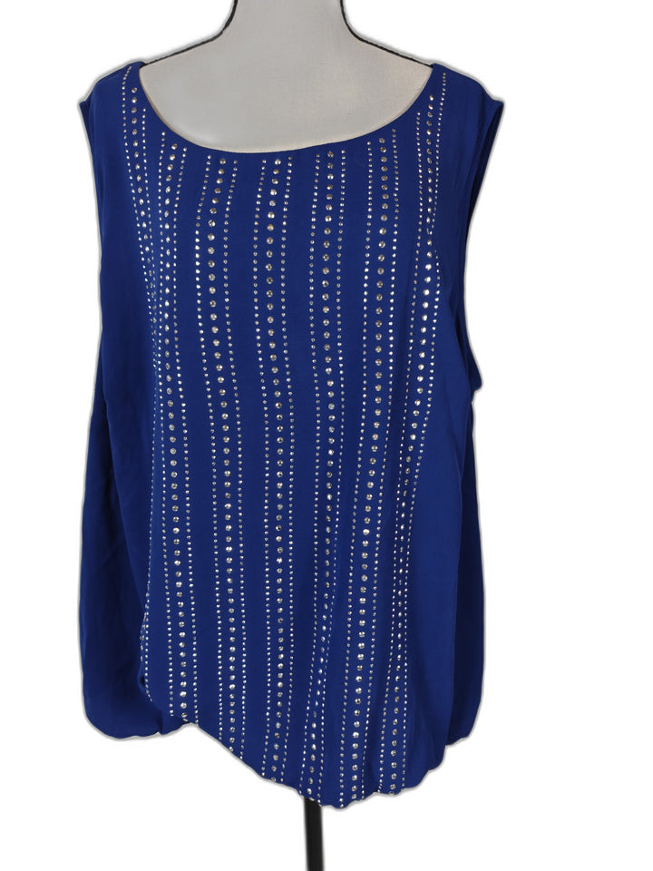 Womens Alfani Sleeveless Embellished Tunic Blue Size 18W NWT