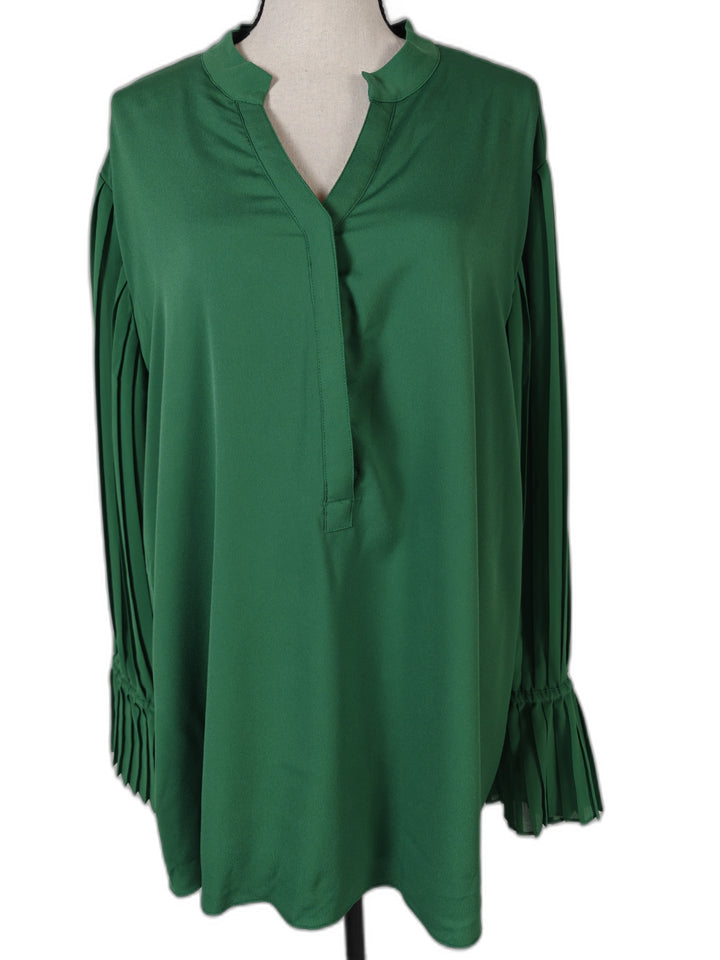 Womens Chicos Pleated Sleeve Blouse Emerald Green Size 4 NWT