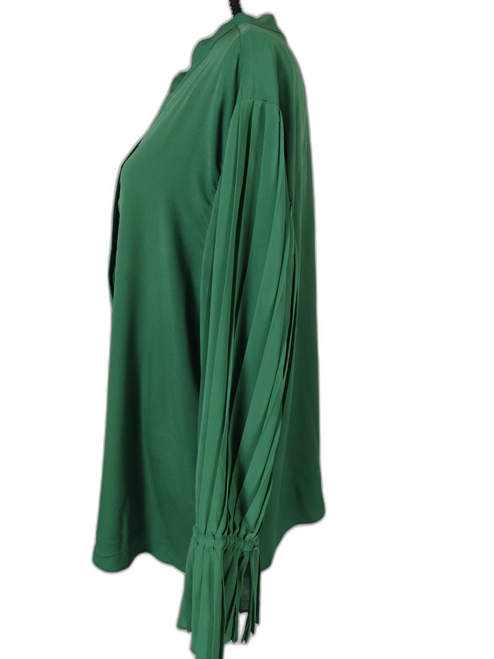 Womens Chicos Pleated Sleeve Blouse Emerald Green Size 4 NWT