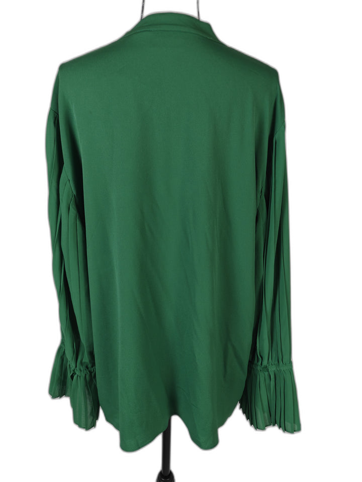 Womens Chicos Pleated Sleeve Blouse Emerald Green Size 4 NWT