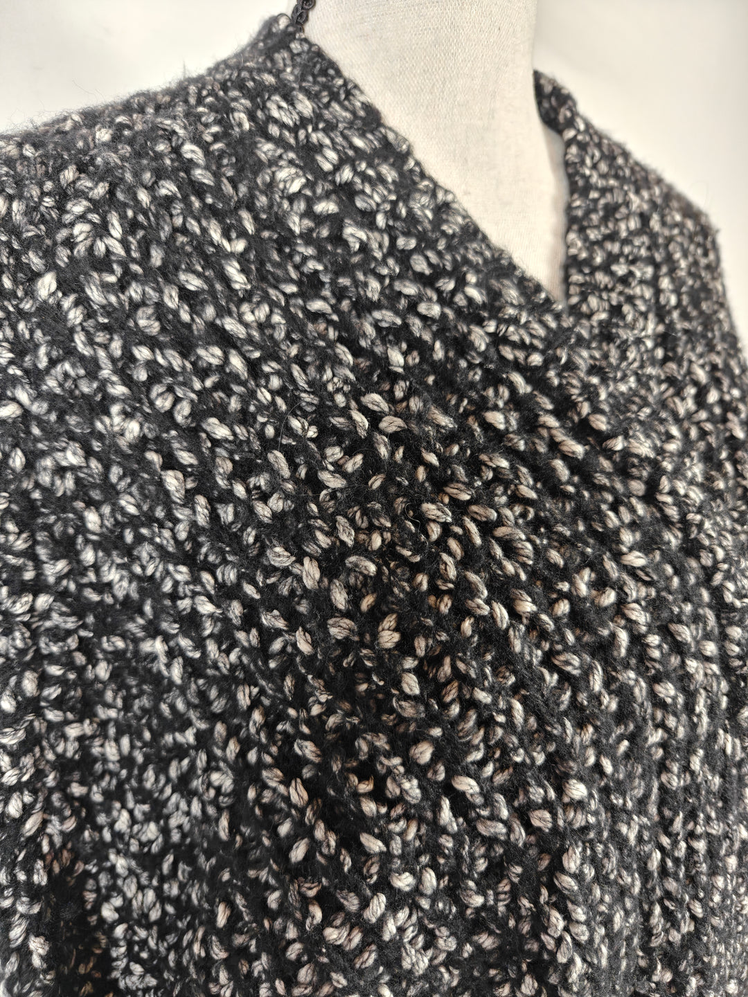 Womens Ann Taylor Open Front Chunky Knit Cardigan Black White Size XXL
