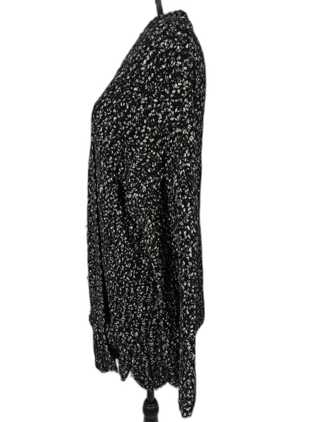 Womens Ann Taylor Open Front Chunky Knit Cardigan Black White Size XXL