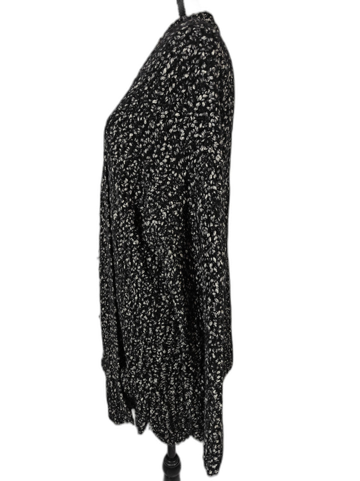 Womens Ann Taylor Open Front Chunky Knit Cardigan Black White Size XXL