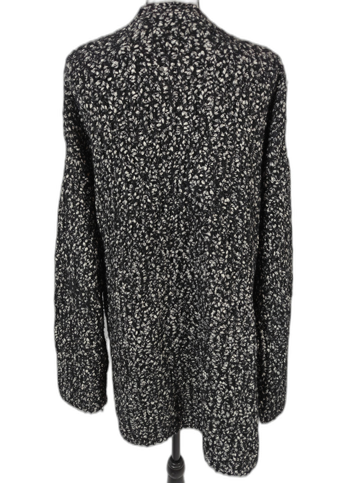 Womens Ann Taylor Open Front Chunky Knit Cardigan Black White Size XXL